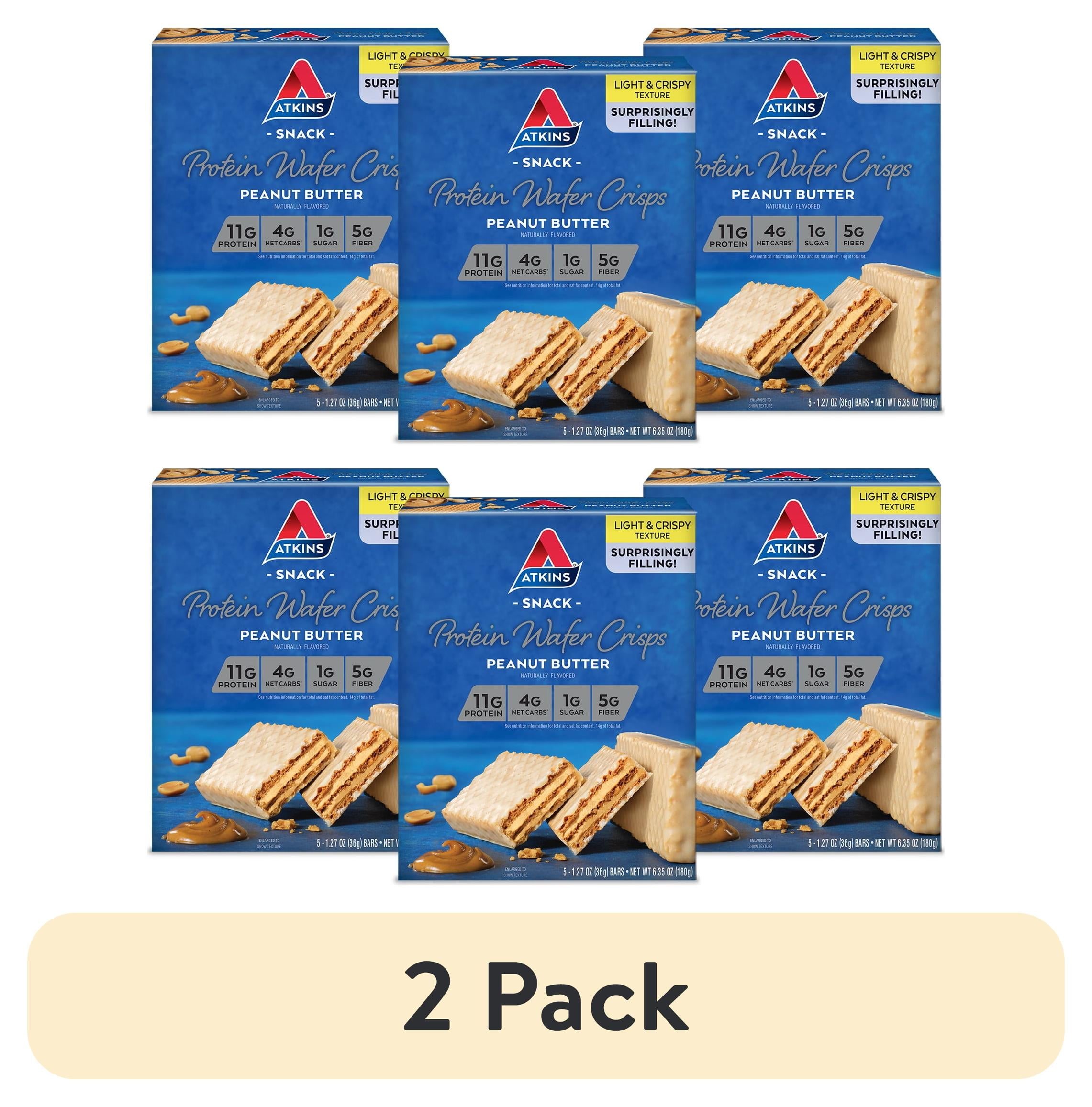 (2 pack) Atkins Protein Wafer Crisps, Peanut Butter, Keto Friendly, 30 Count