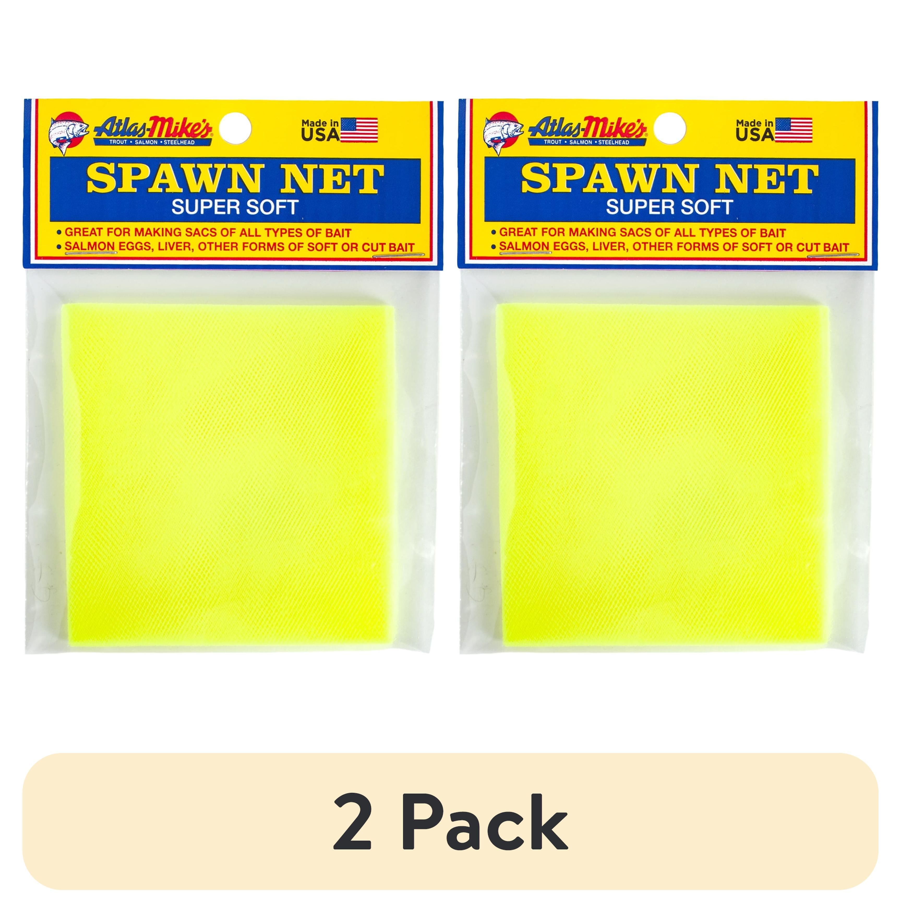 (2 pack) Atlas Mike's Spawn Net for Bait Sacs, Chartreuse, 3 x 3 Inch Precut Squares