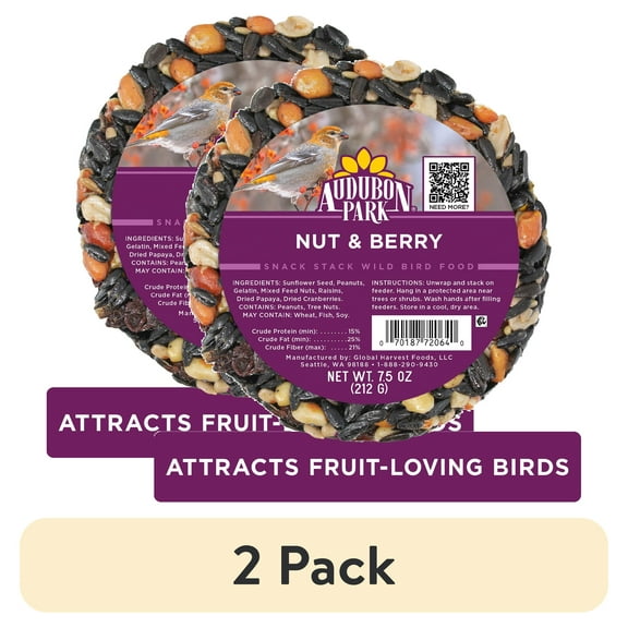 (2 pack) Audubon Park Nut & Berry Snack Stack Wild Bird Food, Dry, 1 Count Per Pack, 7.5 oz.