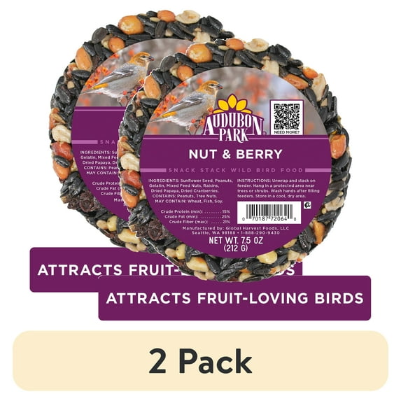(2 pack) Audubon Park Nut & Berry Snack Stack Wild Bird Food, Dry, 1 Count Per Pack, 7.5 oz.