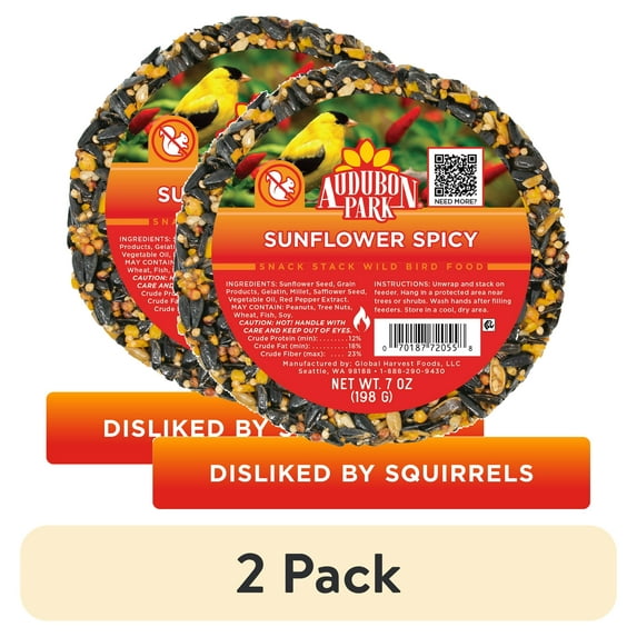 (2 pack) Audubon Park Spicy Snack Stack Wild Bird Food, Dry, 1 Count per Pack, 7 oz.