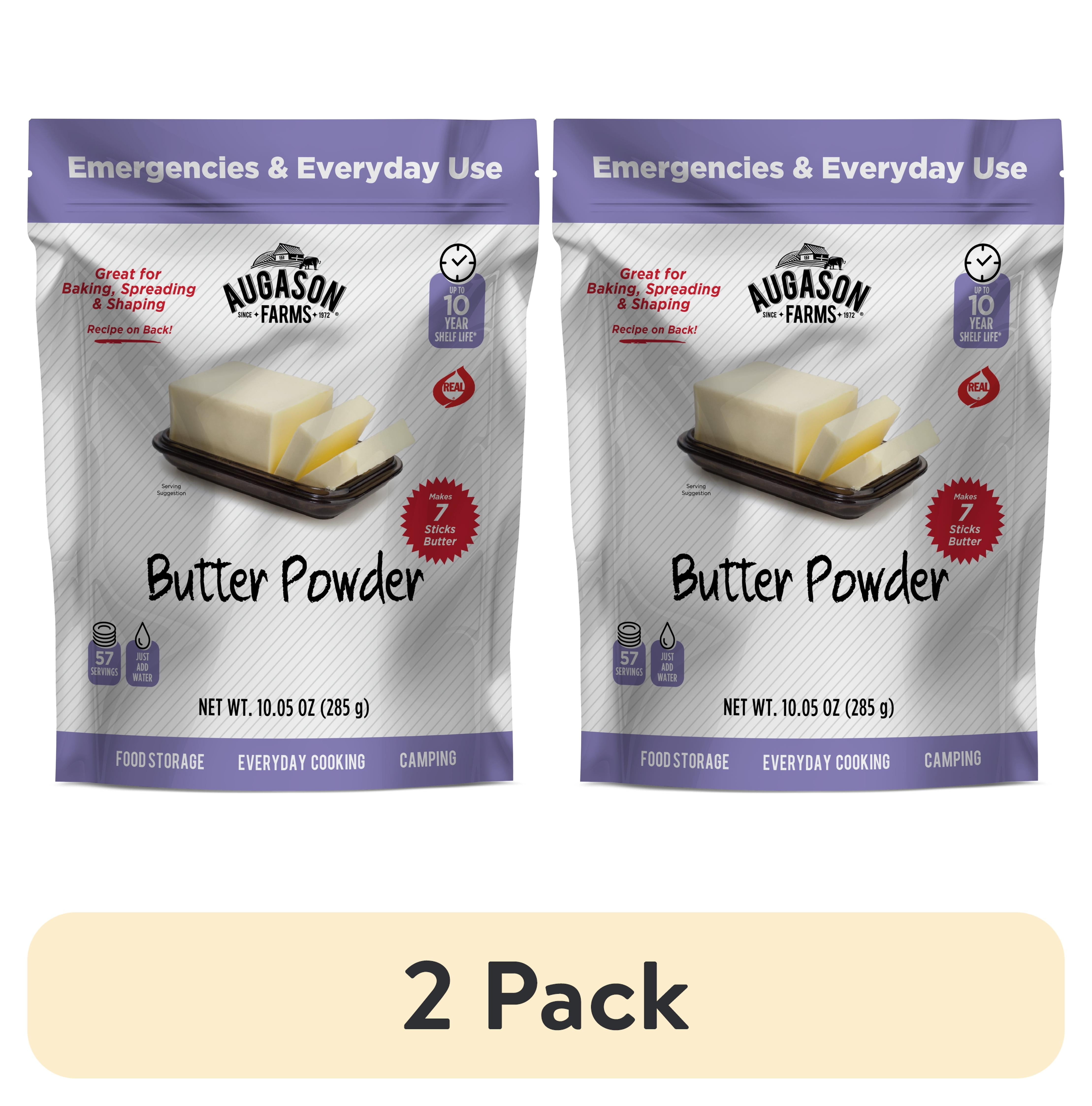 (2 pack) Augason Farms Dehydrated Butter Powder, Instant, 10 oz, Resealable Pouch