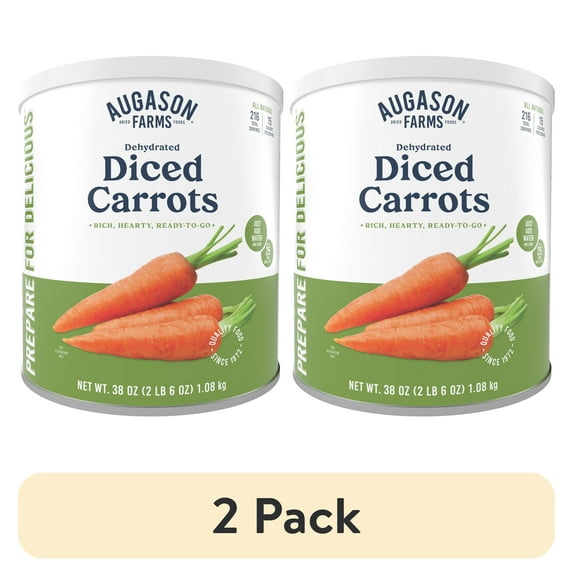 (2 pack) Augason Farms Dehydrated Diced Carrots Can, Emergency Food Supply, Everyday Meals, 216 Servings