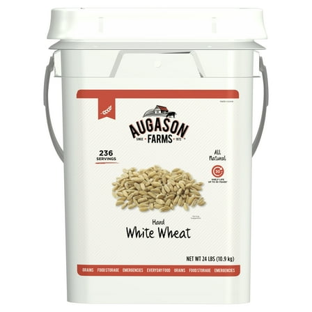 (2 pack) (2 pack) Augason Farms Hard White Wheat Emergency Food Storage 4 Gallon Pail