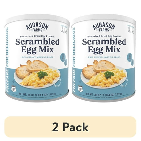 (2 pack) Pasteurized Dried Scrambled Egg Mix Emergency Food Supply, 57 Servings, 10 Year Shelf Life, 7g Protein per Serving - Dry Whole Egg Powder Blend, Ingredient for Baking and Cooking