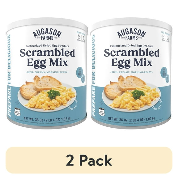 (2 pack) Pasteurized Dried Scrambled Egg Mix Emergency Food Supply, 57 Servings, 10 Year Shelf Life, 7g Protein per Serving - Dry Whole Egg Powder Blend, Ingredient for Baking and Cooking