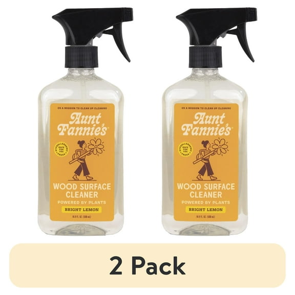 (2 pack) Aunt Fannie's All Purpose Wood Spray Cleaner, No-Wax Formula, Lemon, 16.9 oz