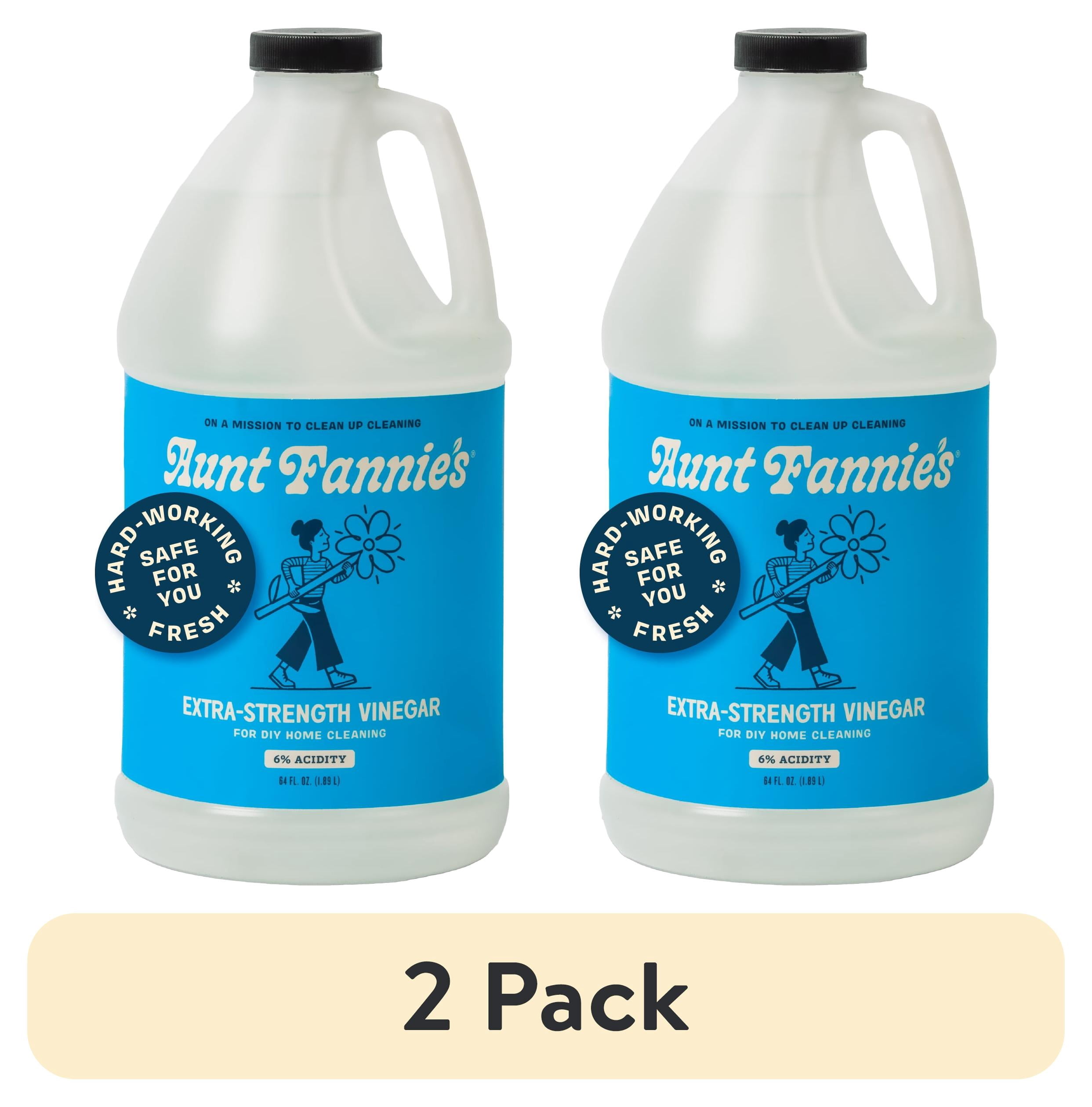 (2 pack) Aunt Fannie's Extra Strength Cleaning Vinegar, 64 Ounce, Multipurpose Household Cleaner, No Added Scents, Dyes, or Other Additives