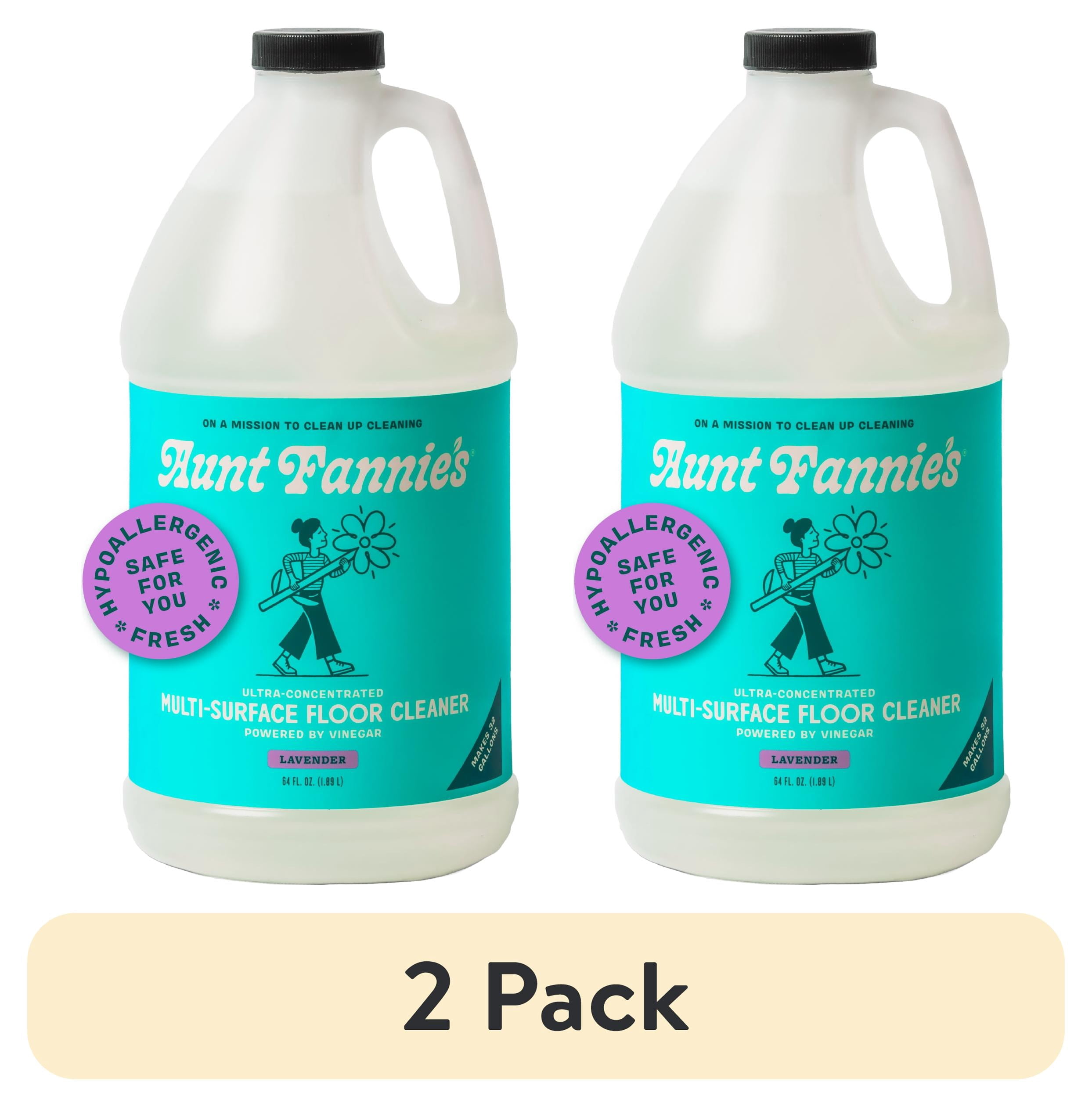 (2 pack) Aunt Fannie's Ultra Concentrated Floor Cleaner Vinegar Wash, Multi-Surface Floor Cleaner For Mopping, Lavender Scent, 64 oz. (Refill)