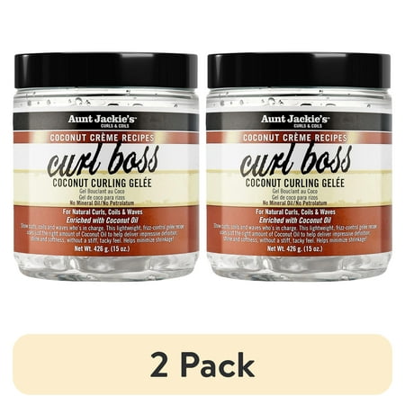 (2 pack) Aunt Jackie's Curls & Coils Curl Boss Coconut Curling Gelée, 15 oz, Female, Shine Enhancing