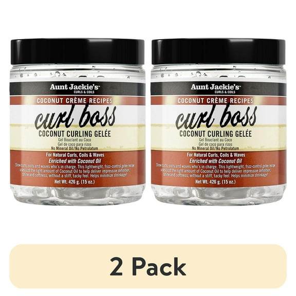 (2 pack) Aunt Jackie's Curls & Coils Curl Boss Coconut Curling Gelée, 15 oz, Female, Shine Enhancing