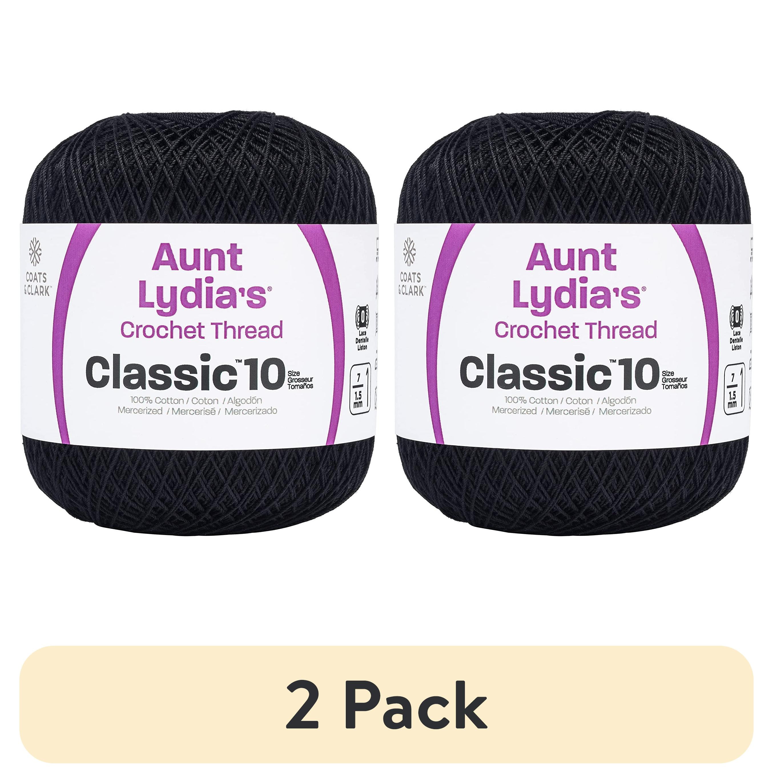 (2 pack) Aunt Lydia's Classic Crochet Thread Size 10-Black - Walmart.com