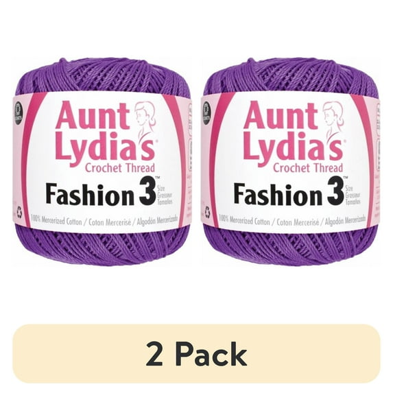 (2 pack) Aunt Lydia's Fashion Crochet Thread Size 3-Purple