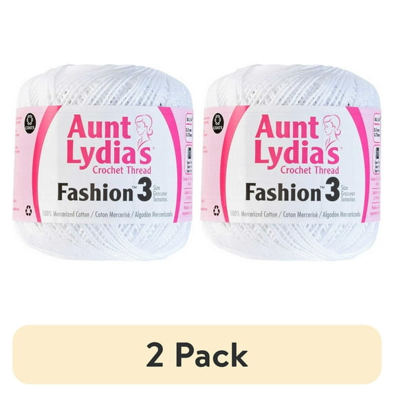 (2 pack) Aunt Lydia's Fashion Crochet Thread Size 3-White