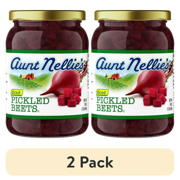 (2 pack) Aunt Nellie's Pickled Diced Beets - 16oz Glass Jar