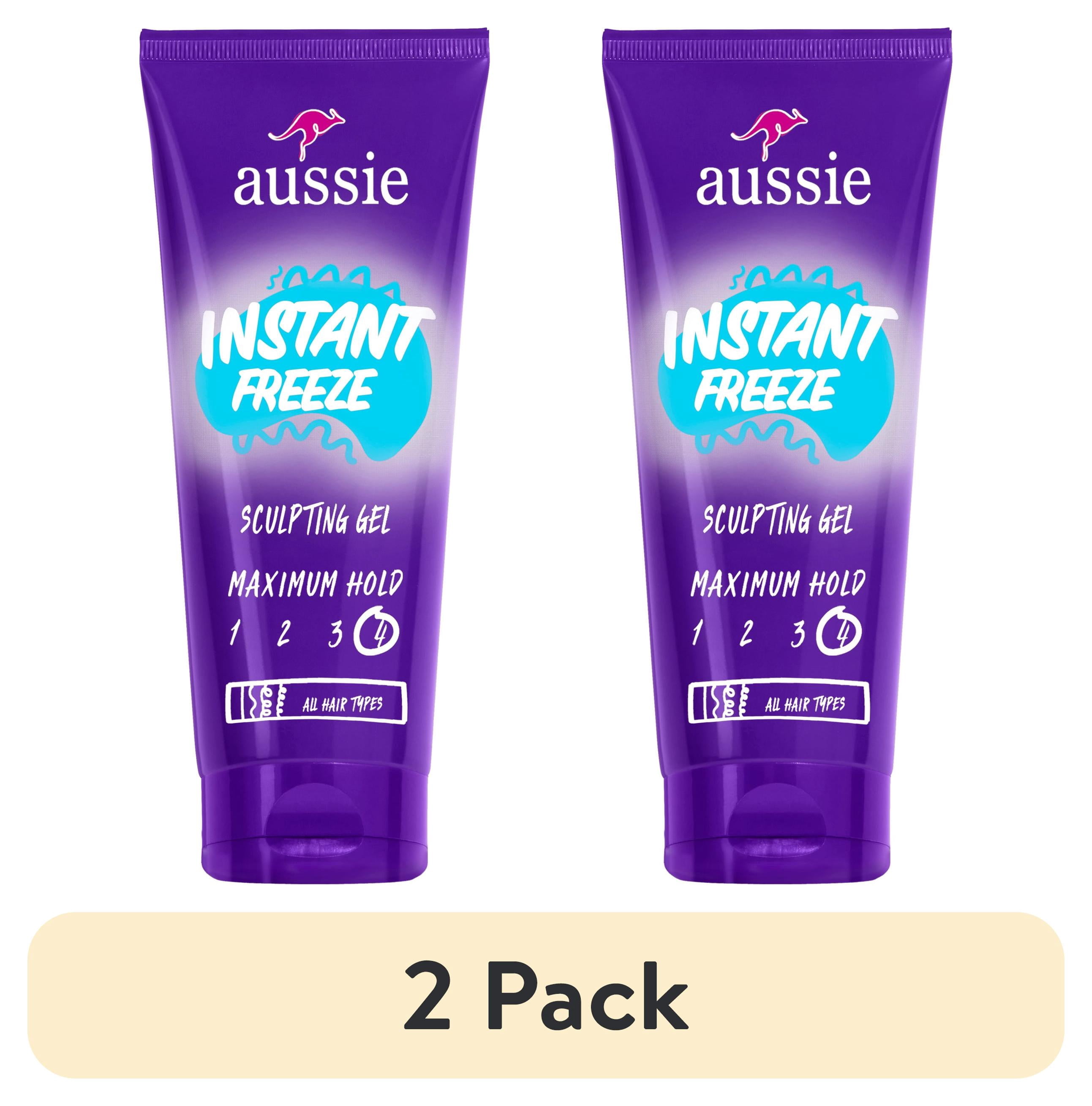 (2 pack) Aussie Instant Freeze Sculpting Hair Gel for Curly Hair, Straight Hair, and Wavy Hair, 7 oz