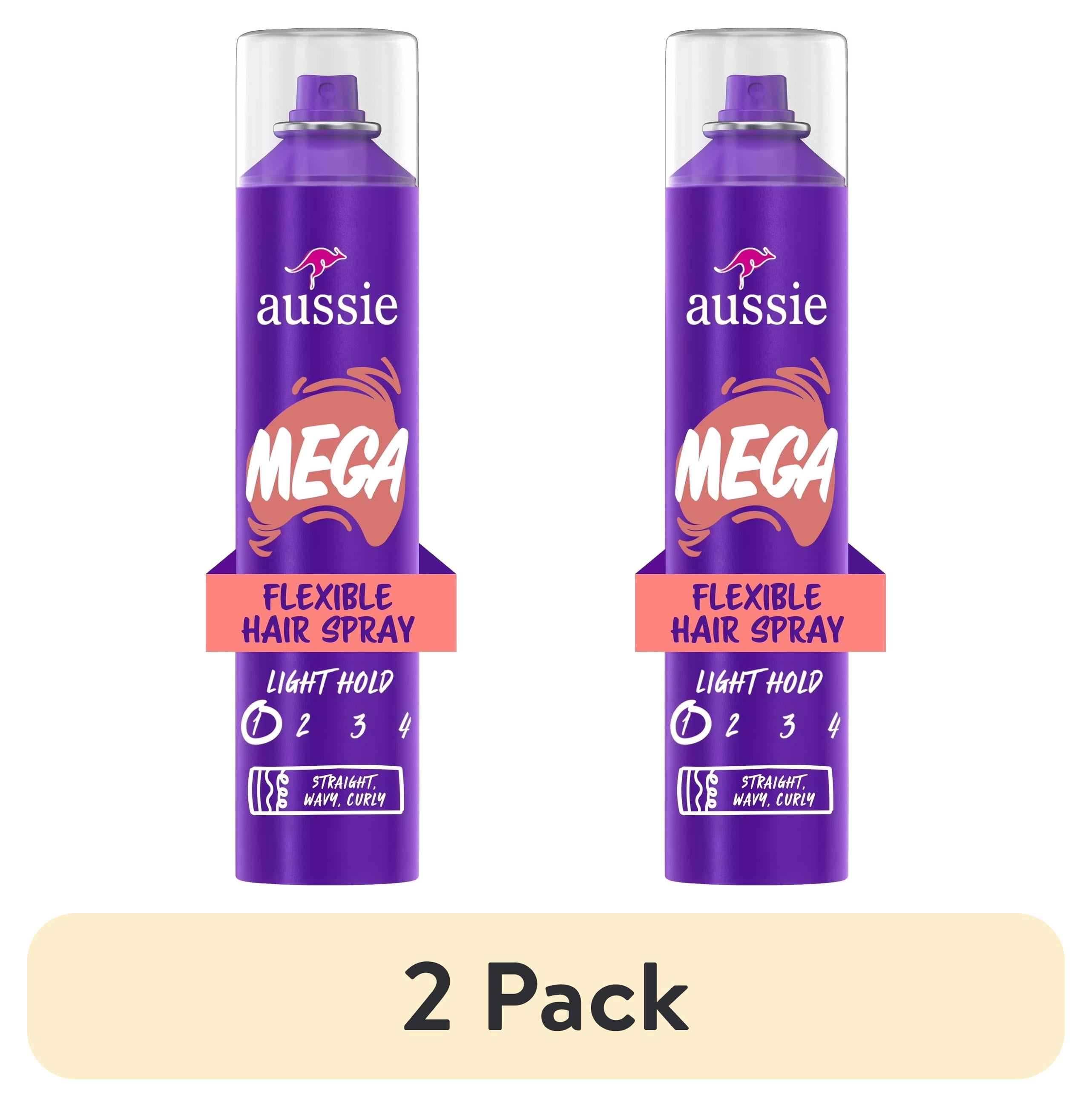 (2 pack) Aussie Mega Flexible Hair Spray for Curly Hair, Straight Hair, and Wavy Hair, 10 oz