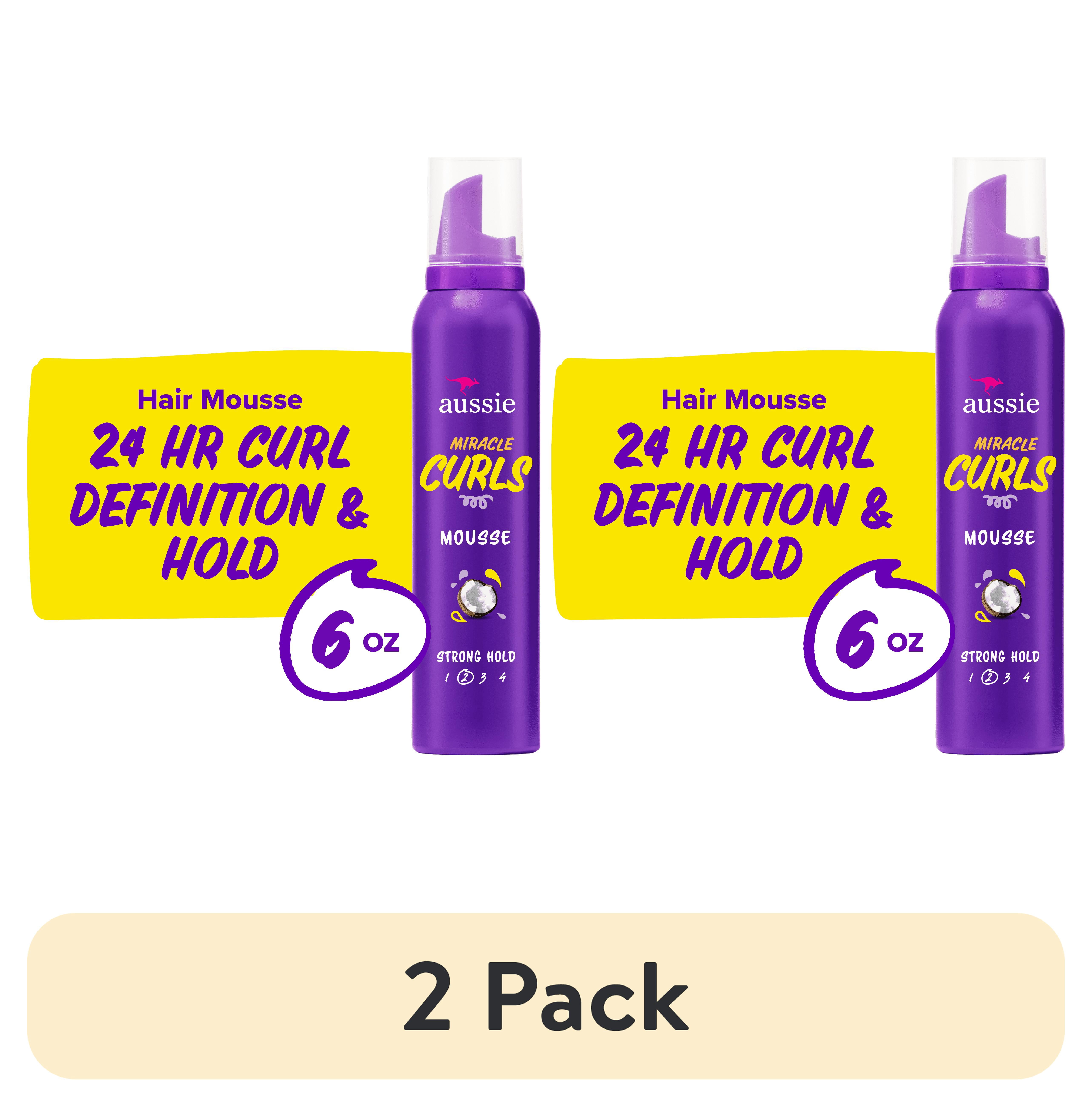 (2 pack) Aussie Miracle Curls Styling Mousse with Coconut & Jojoba Oil, for Curly Hair, Unisex 6.0 oz