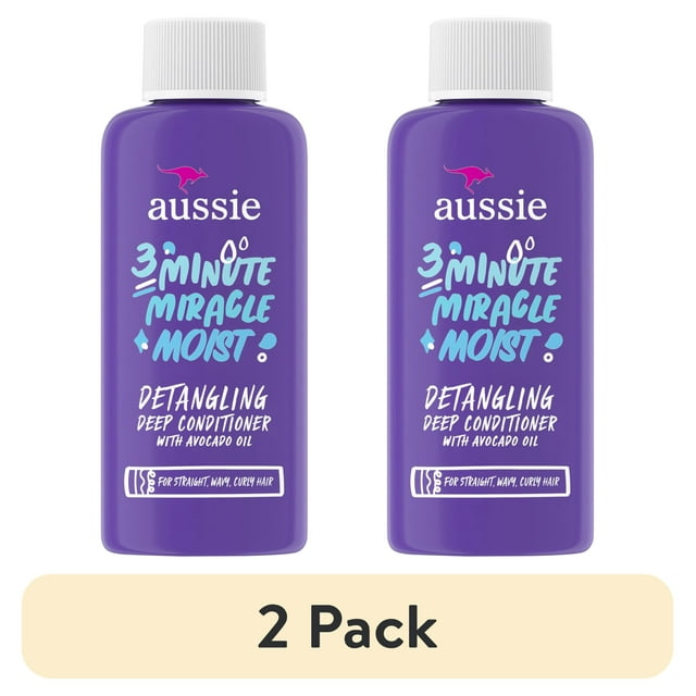 (2 pack) Aussie Miracle Moist 3 Minute Miracle Deep Conditioner with Avocado, Paraben Free, For All Hair Types 1.7 fl oz