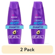 2 pack Aussie Miracle Moist Shampoo for All Hair Types with Avocado, Moisturizing, Paraben Free, 12.1 fl oz