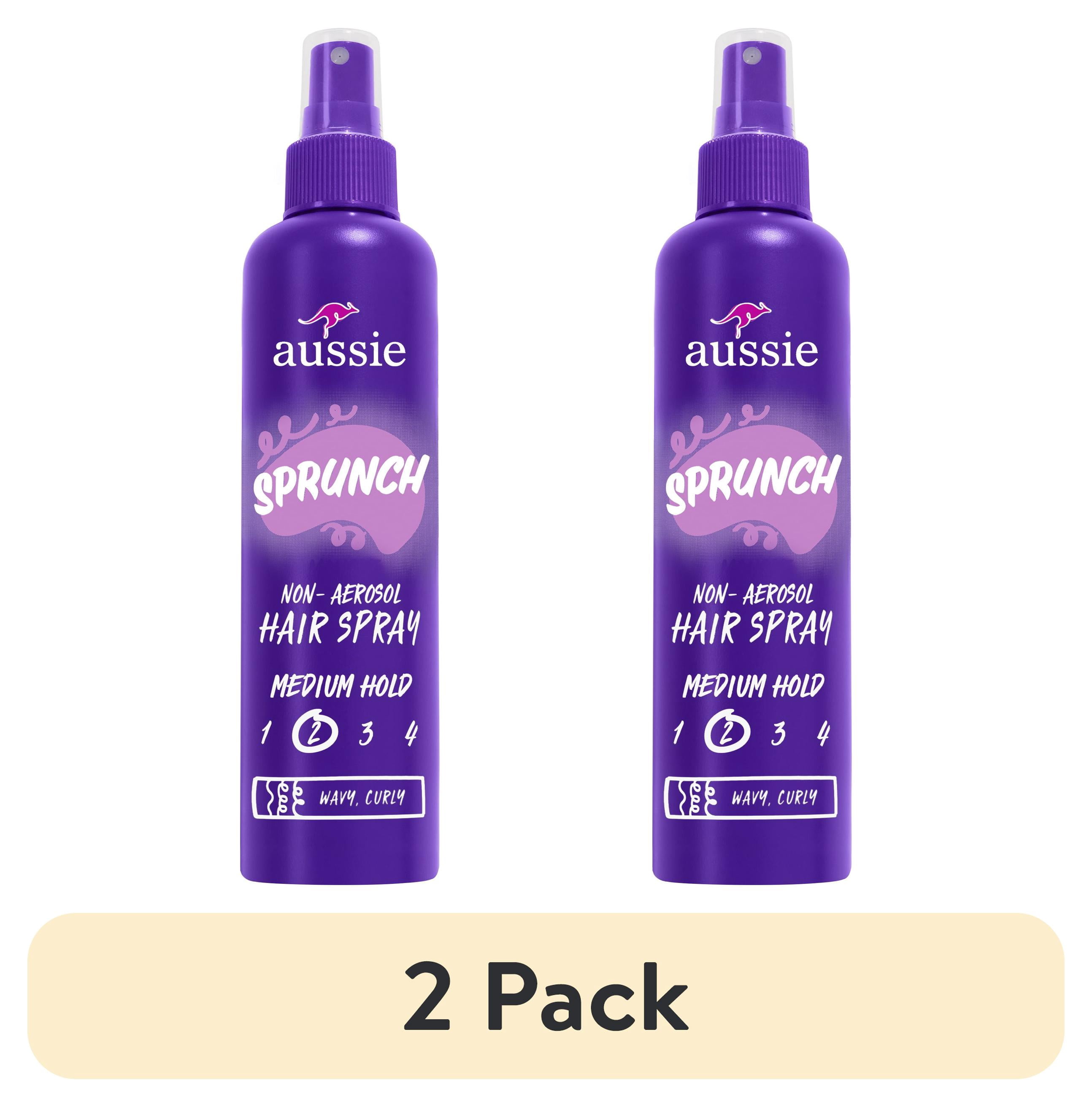 2 pack) Aussie Sprunch Non-Aerosol Hair Spray for Curly Hair and