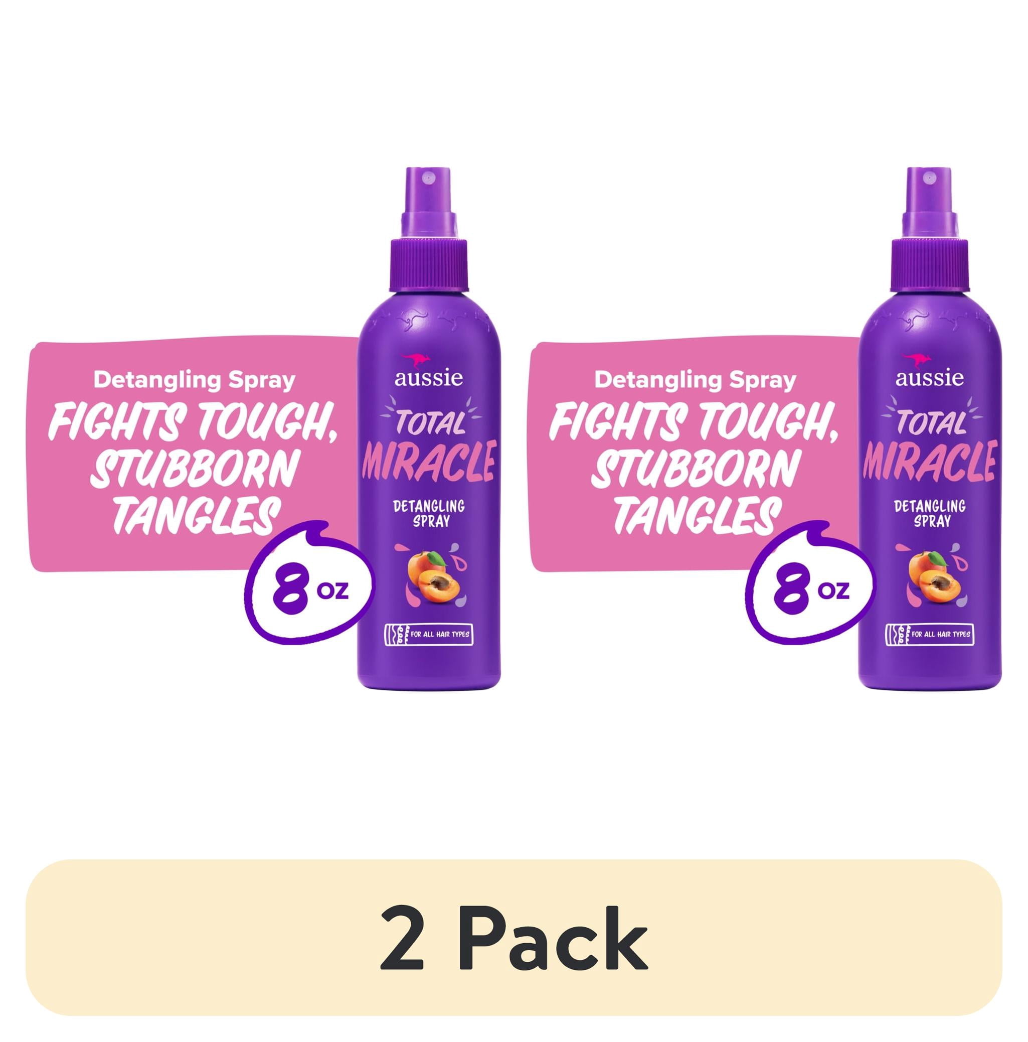 (2 pack) Aussie Total Miracle Hair Detangling Spray with Apricot Oil for All Hair Types, 8 fl oz
