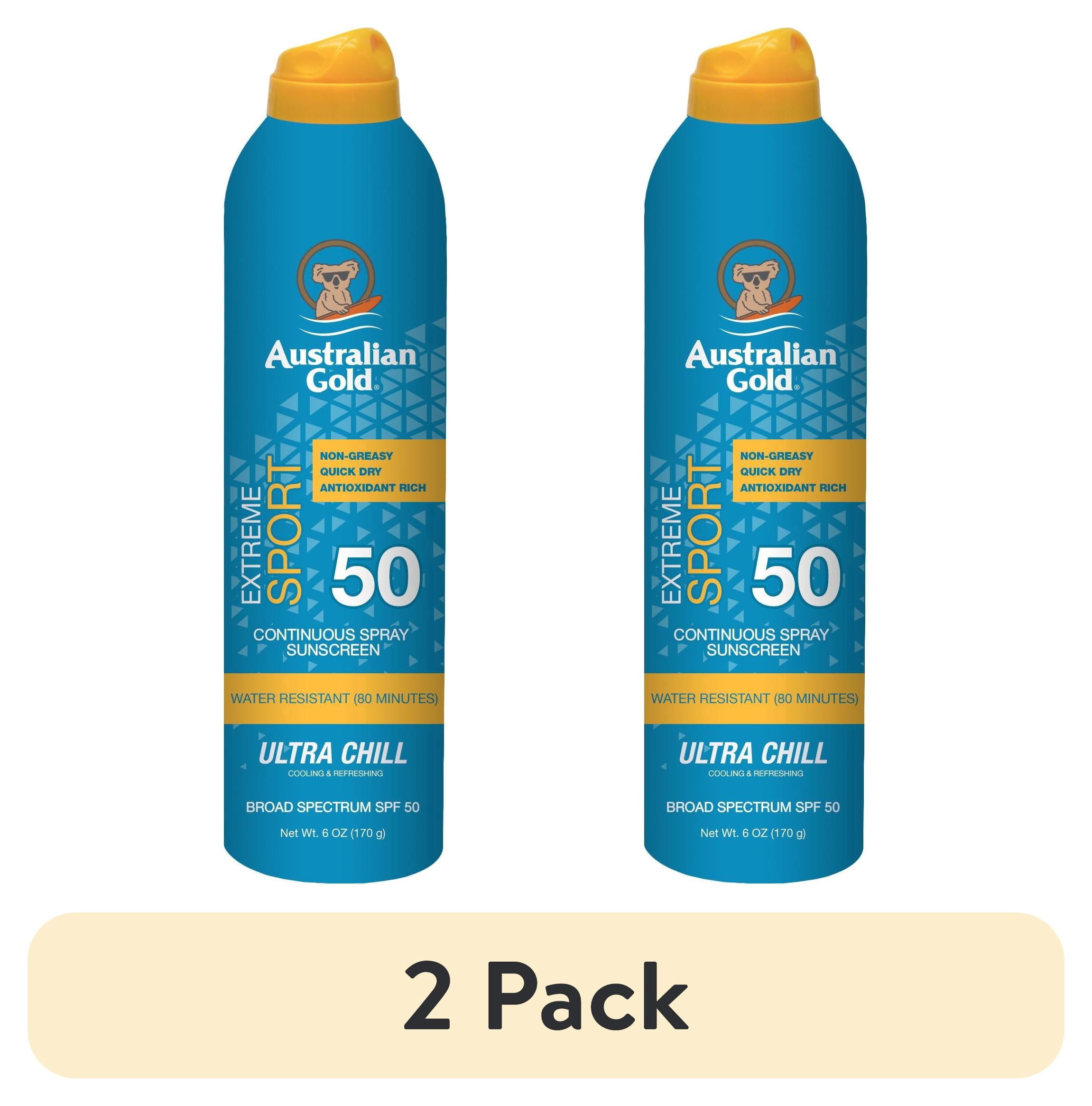 (2 pack) Australian Gold Continuous Spray Sport Ultra Chill Sunscreen, SPF 50, 6 oz