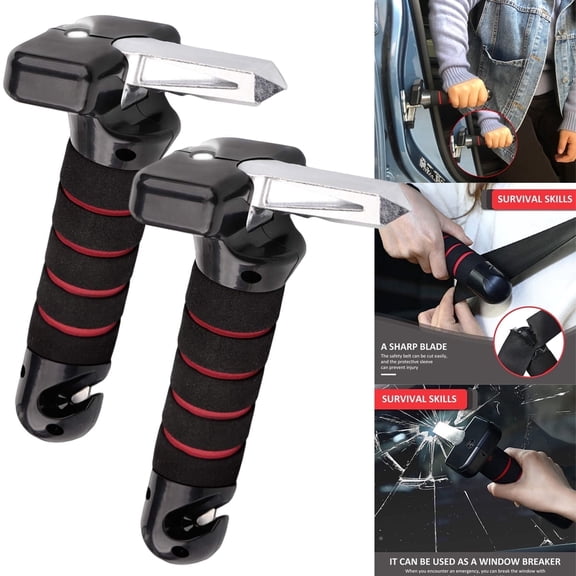 2 pack Auto Cane Grab Bar Car Assist Handle 4 in 1 Vehicle Support Handle with LED Flashlight Seatbelt Cutter Window Breaker Auto Cane Grab Bar for Elderly Injured Handicapped Could Load 300lbs