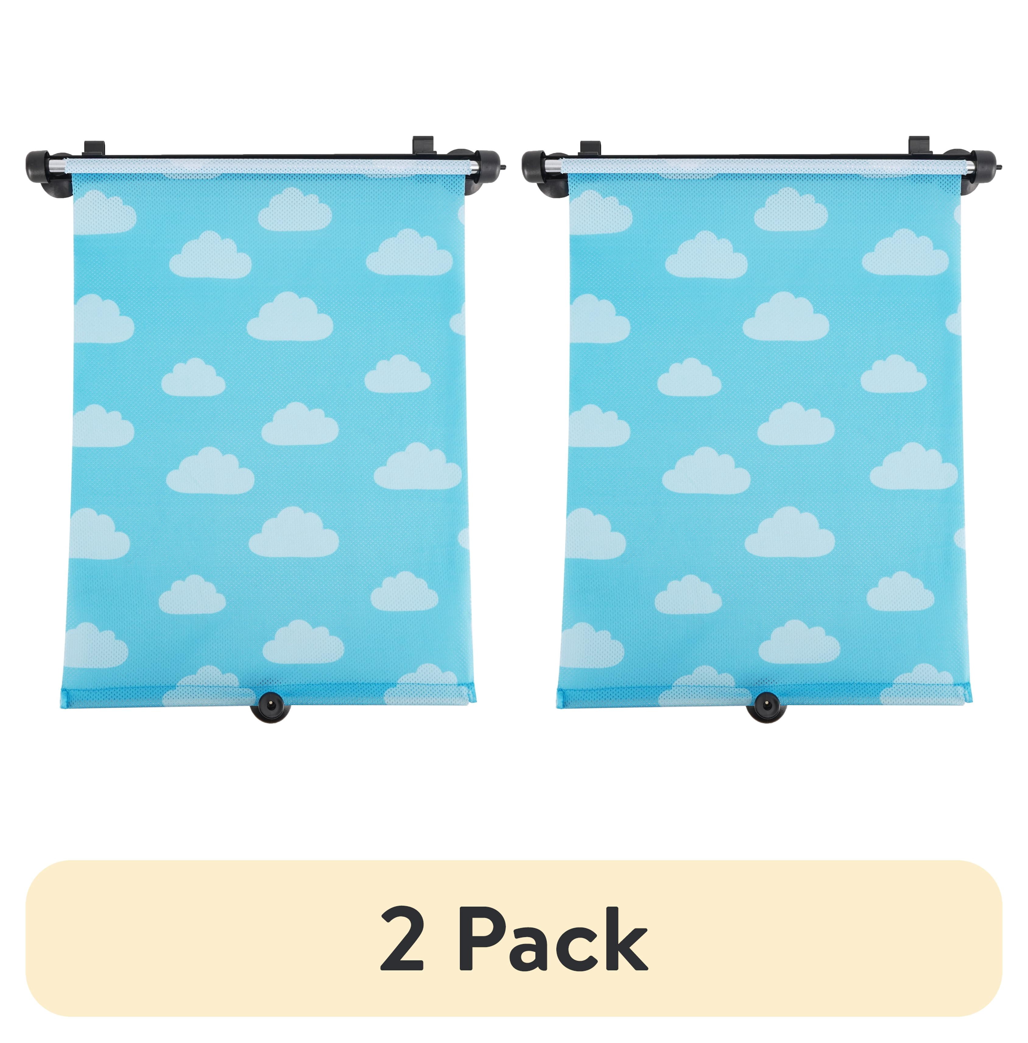 (2 pack) Auto Drive 1 Count Blue Retractable Cloud Roller Windshield Visor Sun Shade Product, Size 14" x 19"
