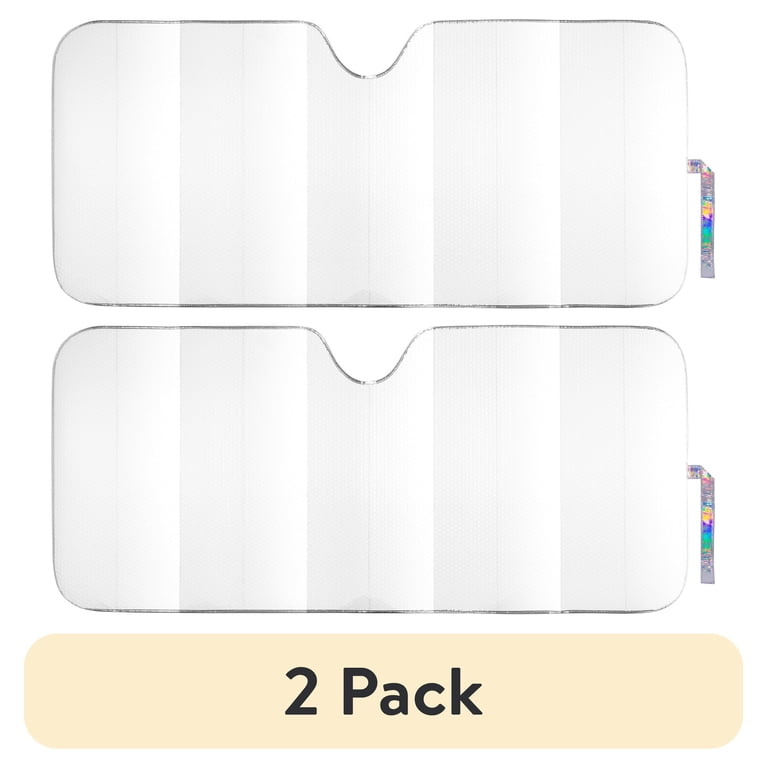 2 pack) Auto Drive Holographic White Accordion Sunshade Universal