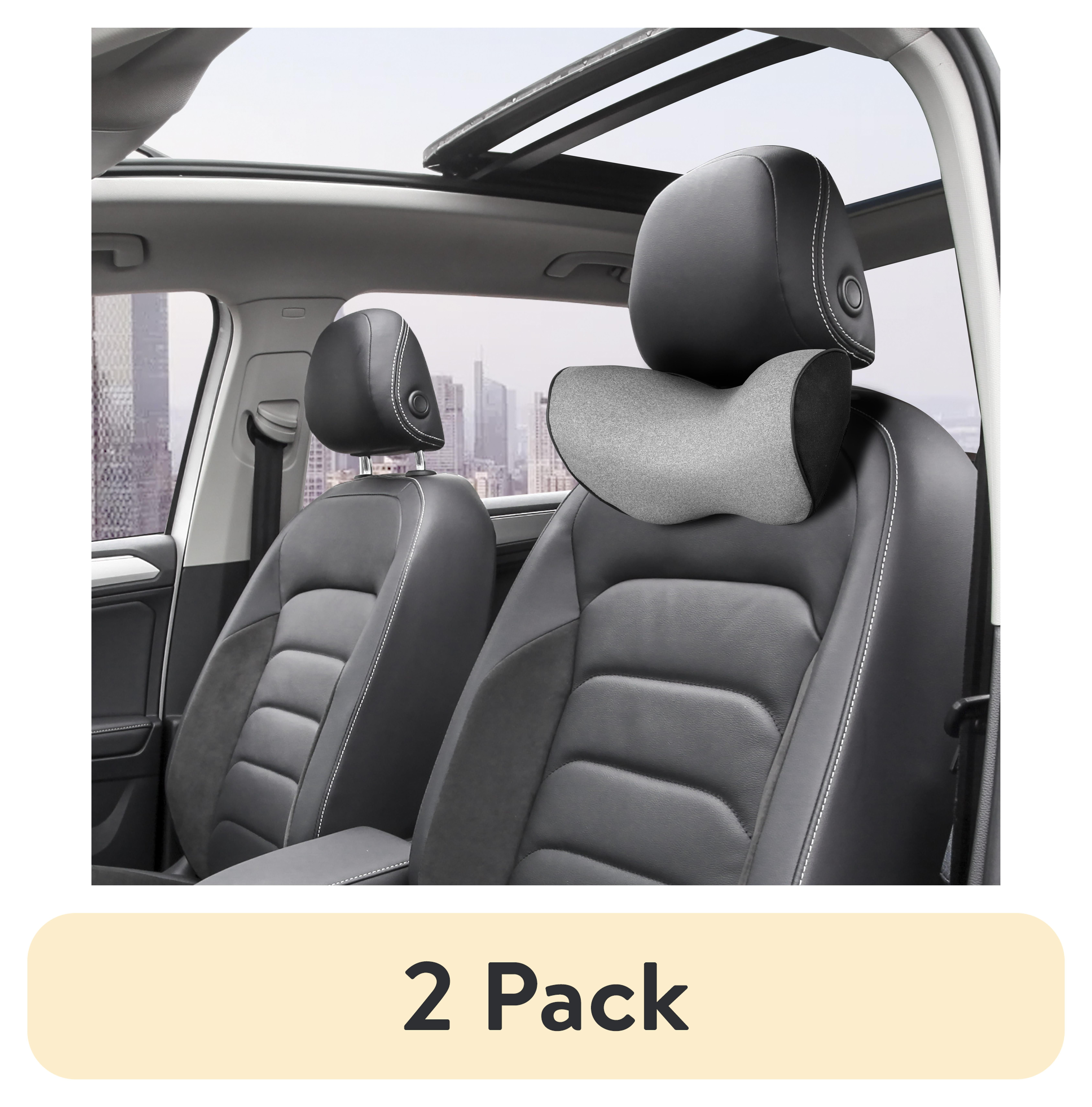 (2 pack) Auto Drive 1 Piece Memory Foam Car Head Support Polyester Gray - Universal Fit, 22CU15