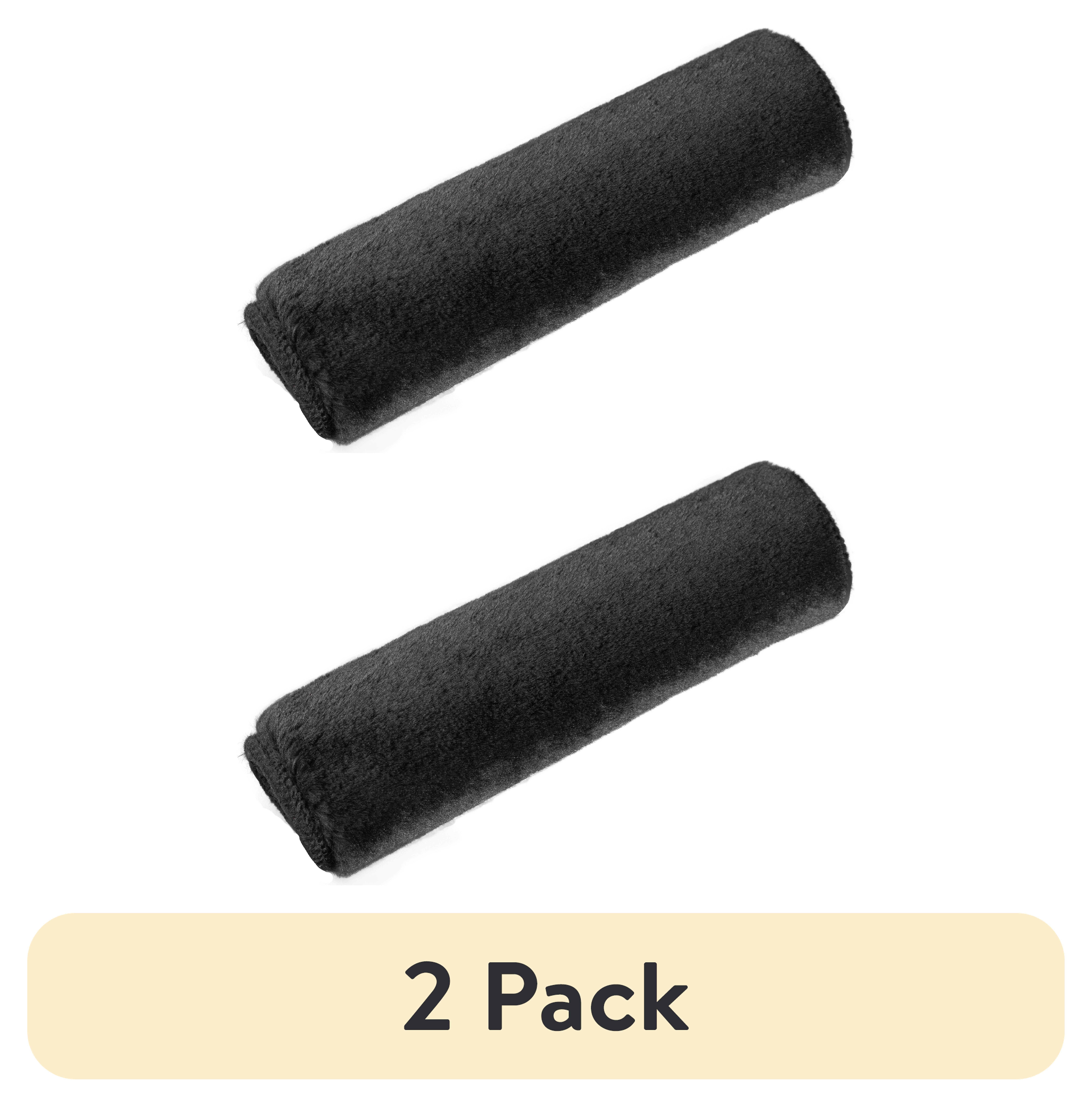 (2 pack) Auto Drive 1Piece Car Seat Belt Pad Plush Black - Universal Fit, 23SBP101-1, Suitable for Adult