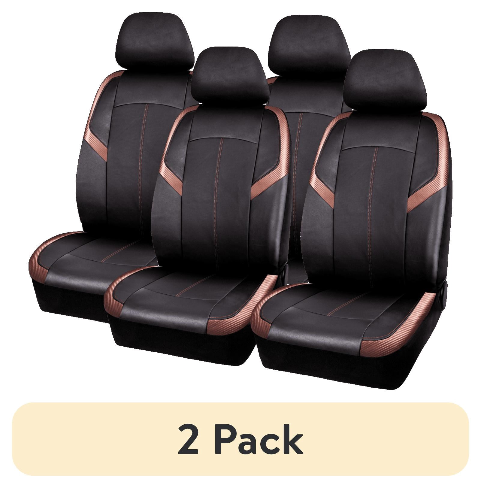 (2 pack) Auto Drive 2-Piece Faux  Copper Leather  Car Seat Covers  design with Carbon Fiber , Universal Fit
