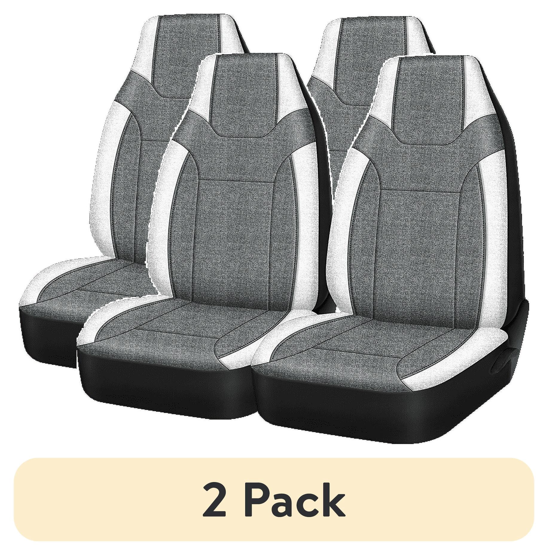 (2 pack) Auto Drive 2-Piece Electric Vehicle & Car Seat Cover Polyester White Leather - Universal Fit, 23SC85