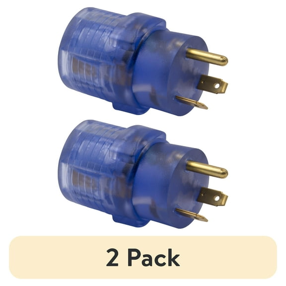 (2 pack) Auto Drive ADADPT50F30M Black PVC 16 x 7.6 x 5.5cm 30 to 50-Amp Universal RV Power Adapter With Light, Clear Blue, For Campervan with Compatible 1 Piece 1 Pack