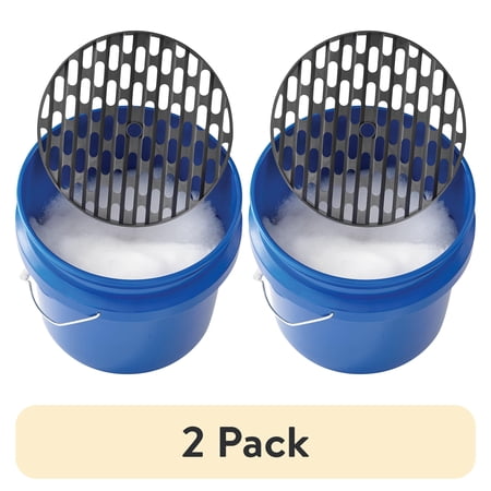 (2 pack) Auto Drive 4 Gallon Car Plastic, Wash Bucket with Grit Screen and Carry Handle