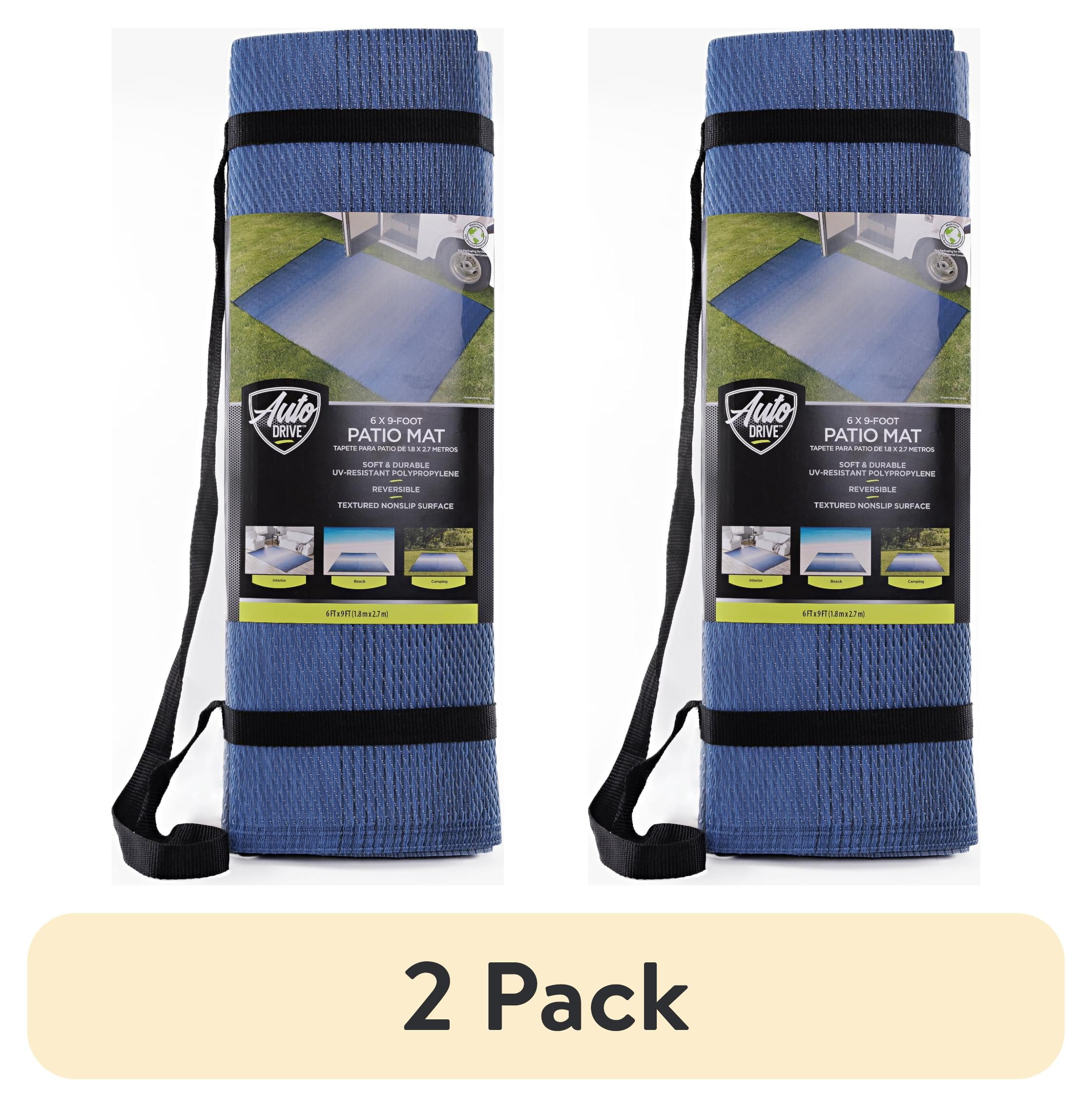 (2 pack) Auto Drive 6' x 9' Space Dyed Ombre RV Patio Mat for Patios and Gardens