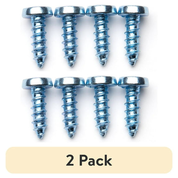 (2 pack) Auto Drive 8-Piece Metal License Plate Fasteners Silver, 93323W