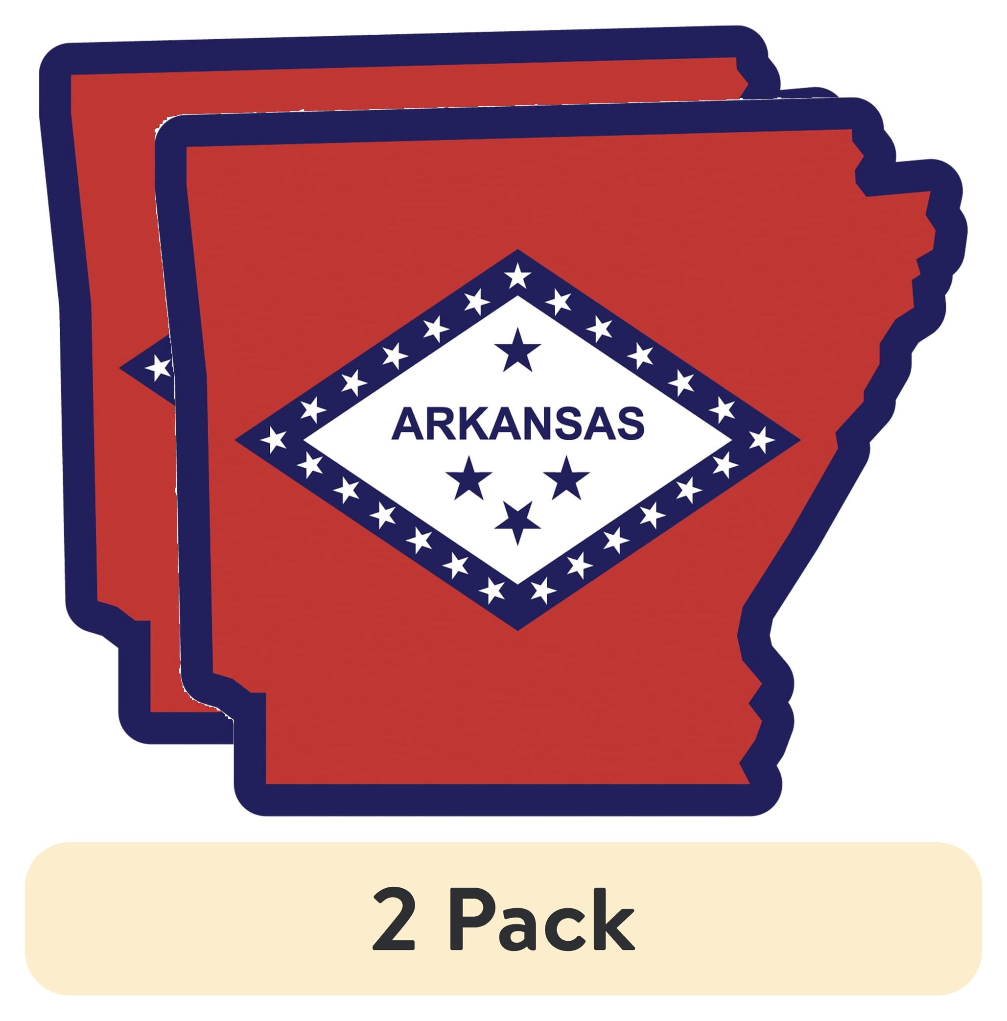 (2 pack) Auto Drive Arkansas State Vinyl Automotive Decal, Multicolor, 4.25” x 4”