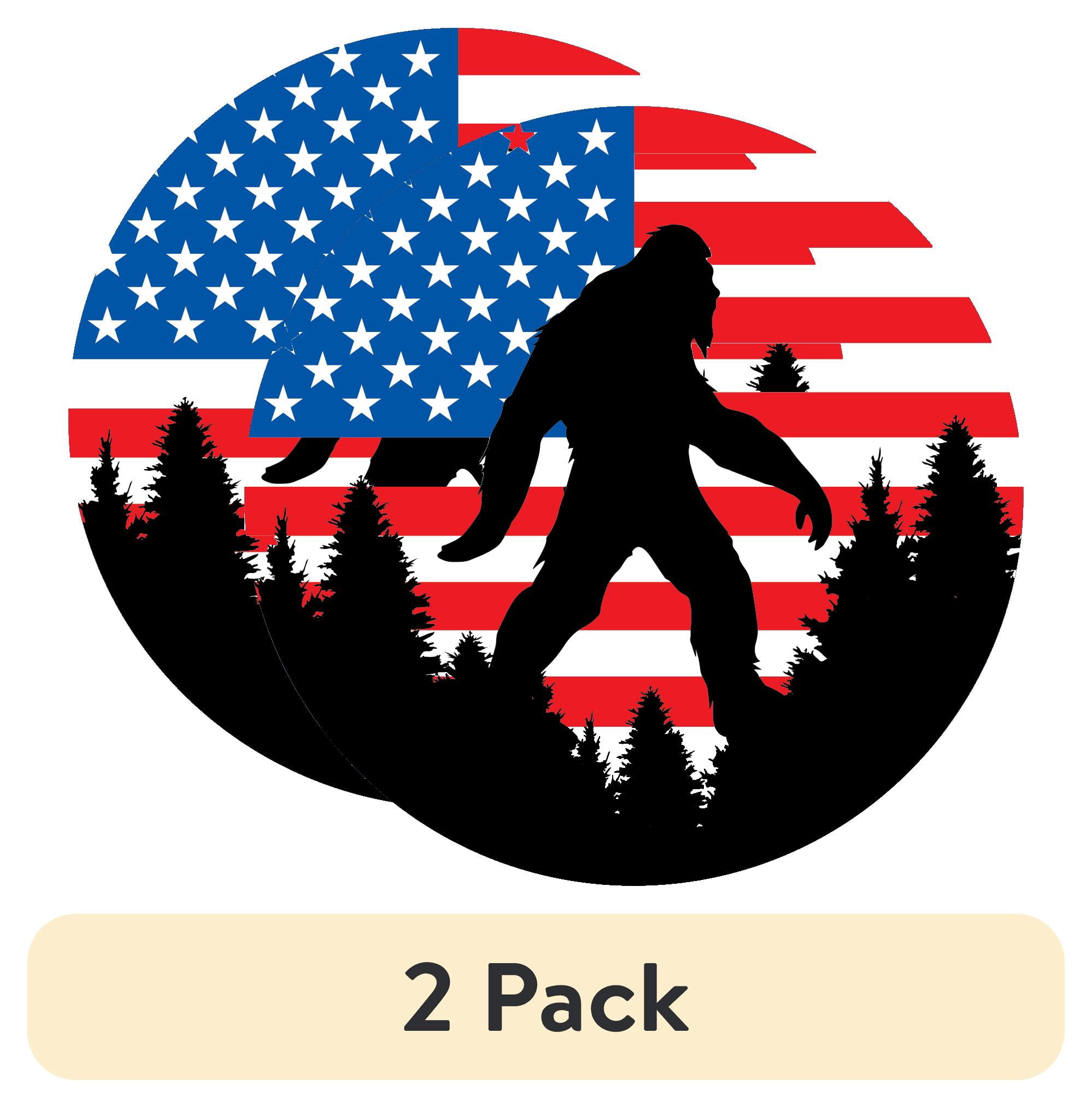 (2 pack) Auto Drive Bigfoot Americana Vinyl Automotive Decal, 4.5” x 4.5”