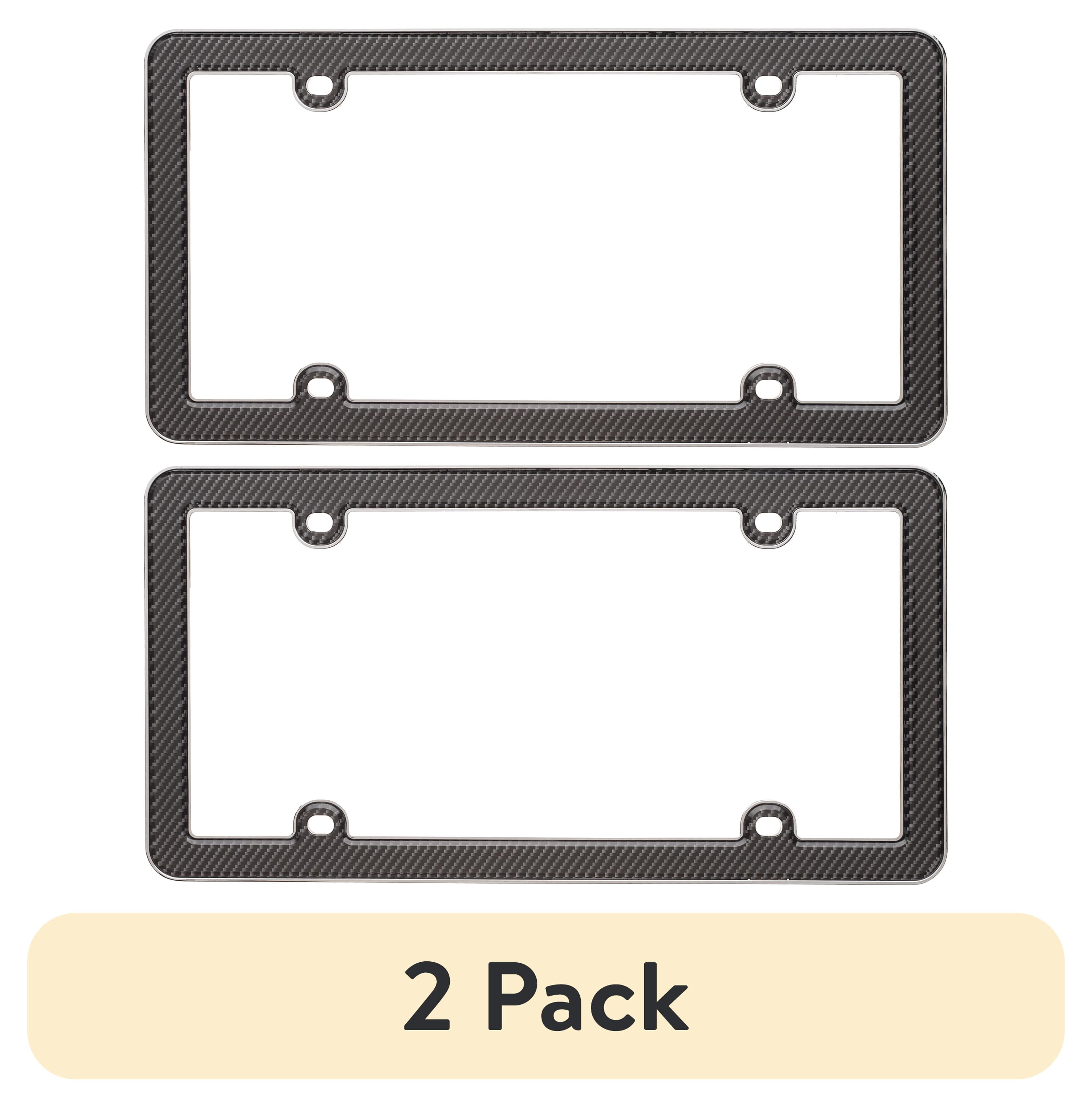 (2 pack) Auto Drive Black-Chrome Carbon Fiber License Plate Frame, 90157W