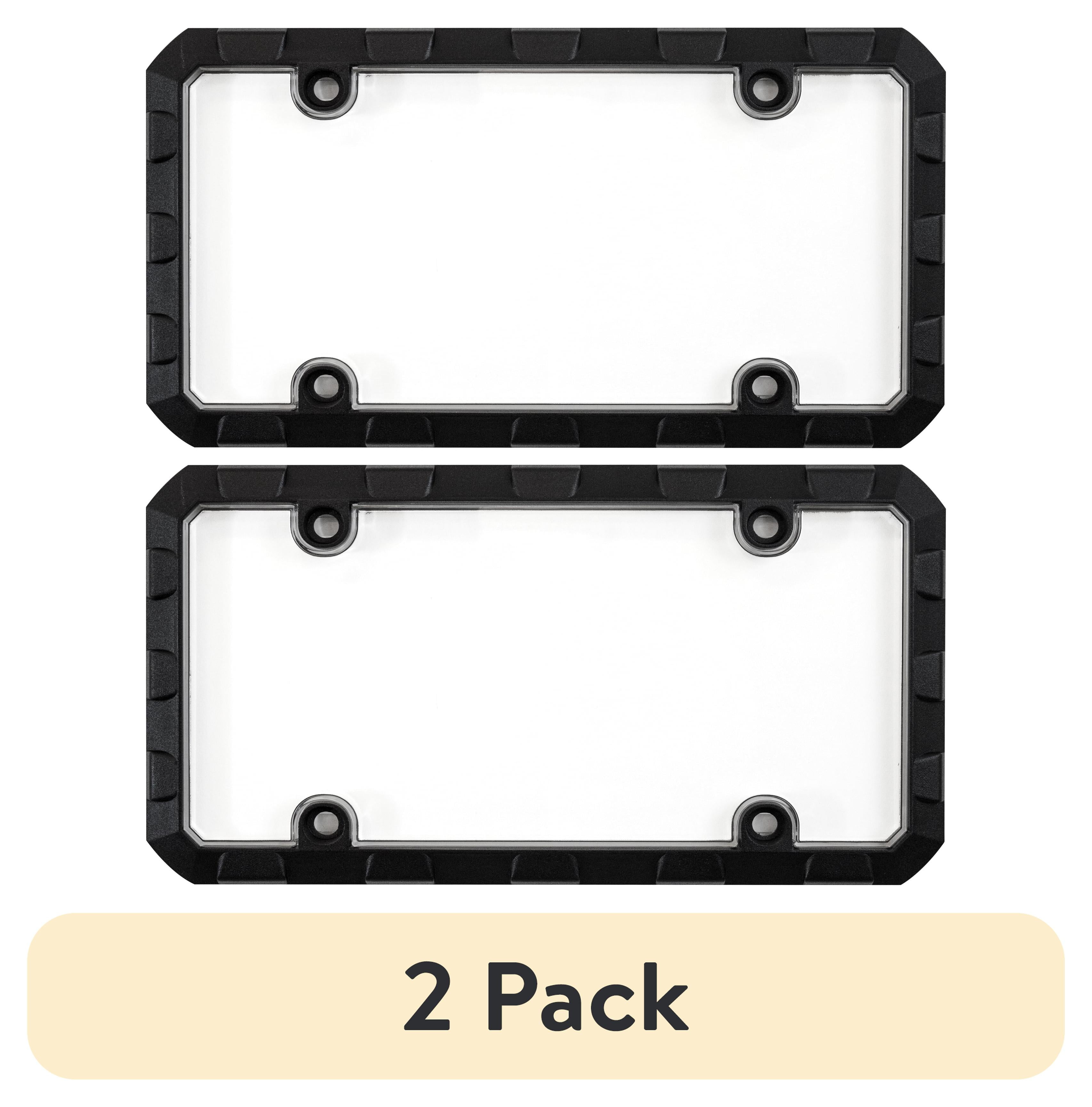 (2 pack) Auto Drive Black and Clear Heavy-Duty License Plate Frame Combo, 92901W