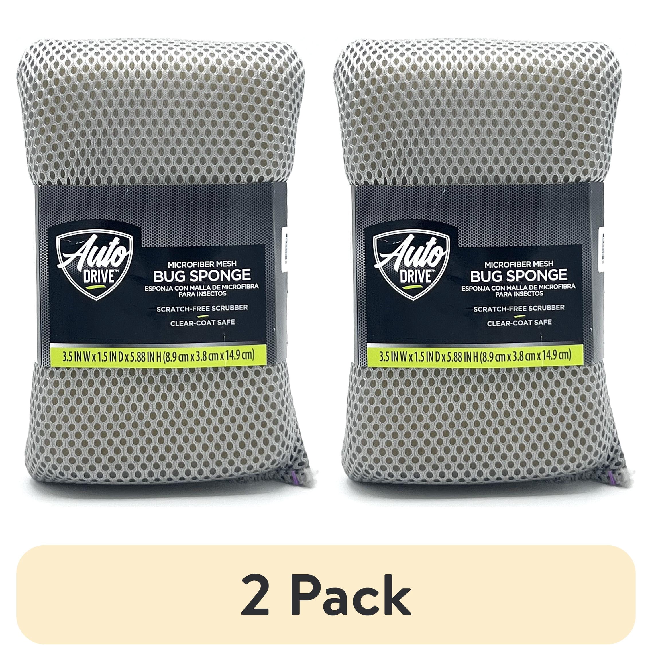 (2 pack) Auto Drive Microfiber Mesh Bug Sponge for Car Washing,Yellow