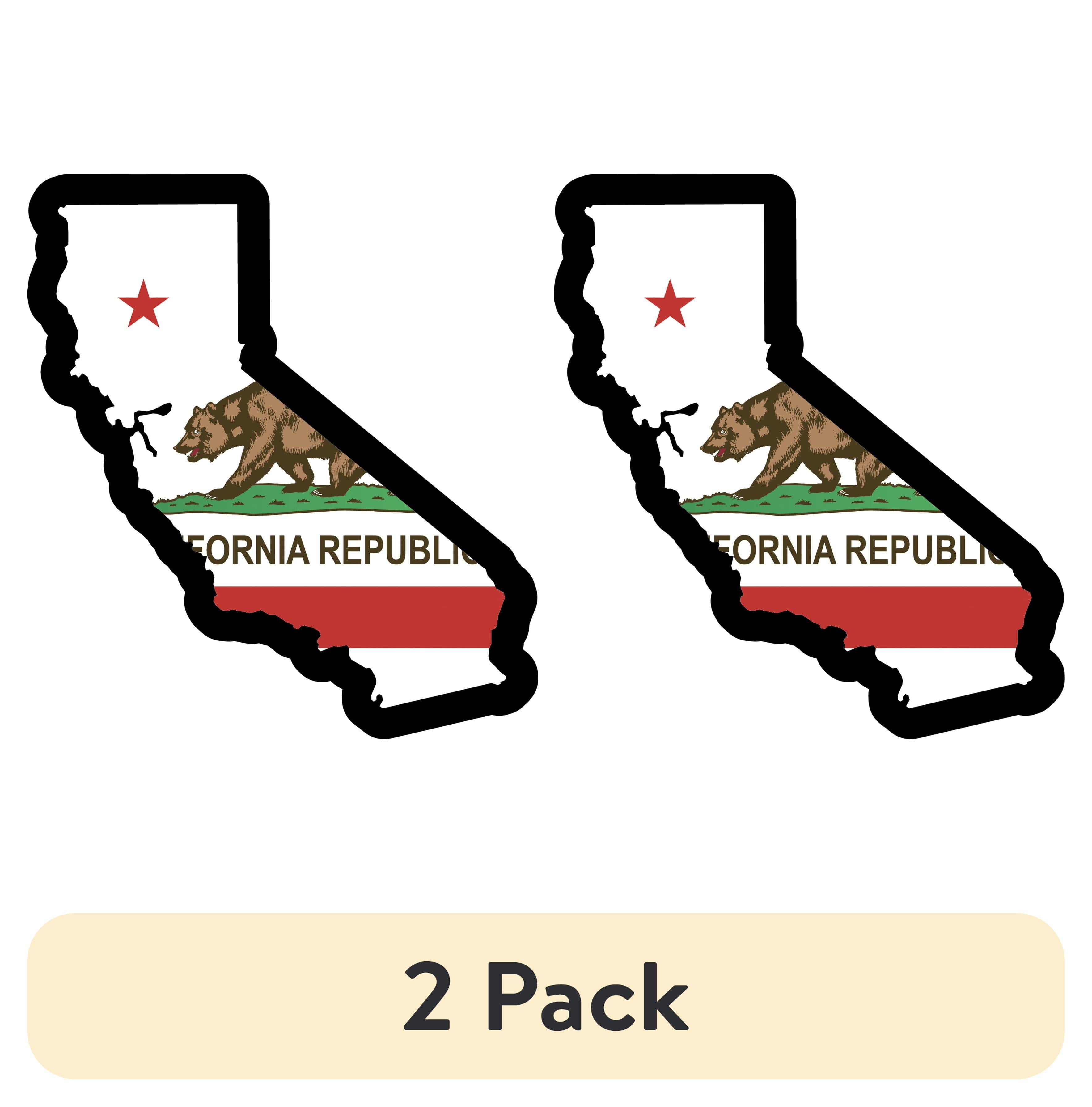 (2 pack) Auto Drive California State Vinyl Automotive Decal, Multicolor, 5” x 5.75”