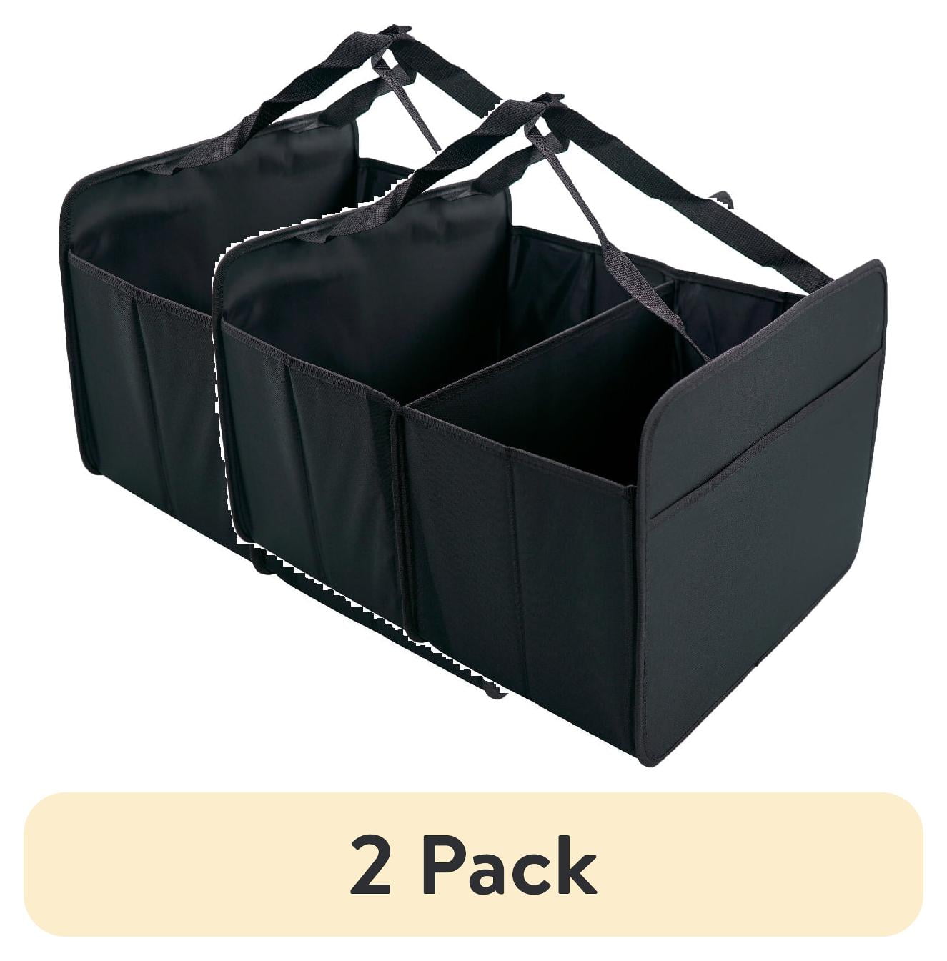 (2 pack) Auto Drive Car Hard-Sided Collapsible Trunk Organizer (Black)