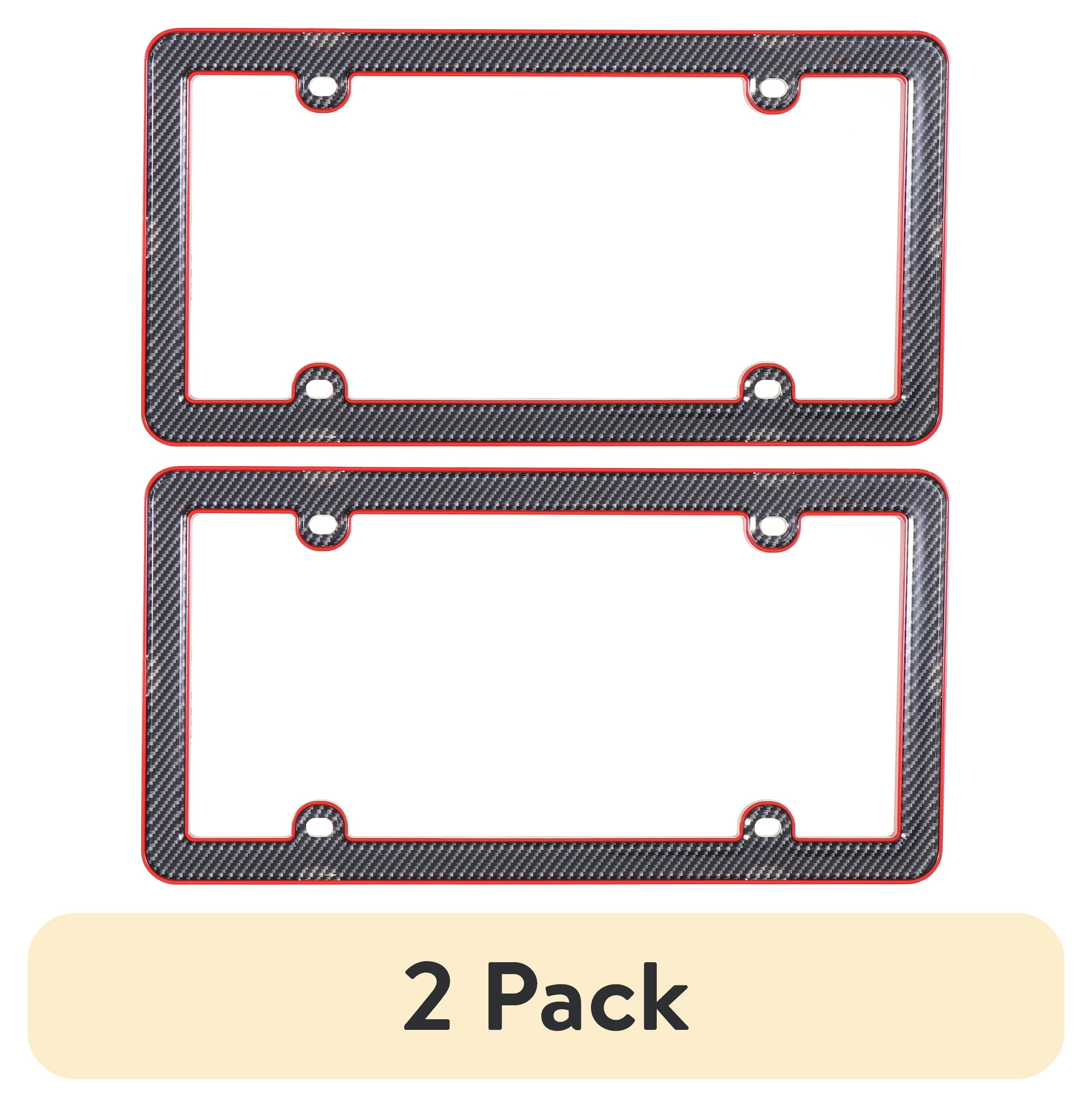 Black Carbon Fiber License Plate Frame With 6.2 LT1 Red Aluminum Emblem - US Standard Size