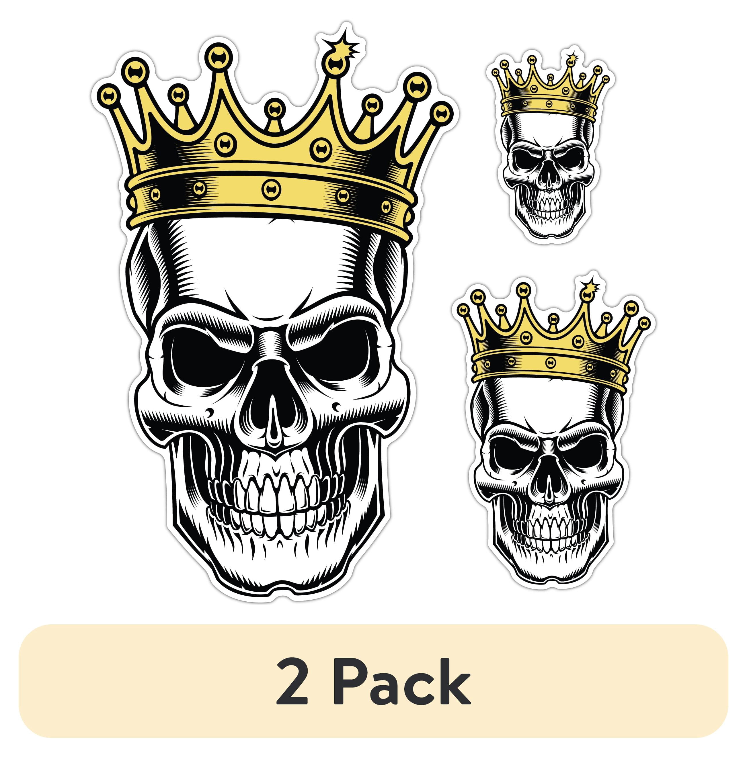 (2 pack) Auto Drive Crown Skull Decals Set of 3 Vinyl Car Stickers