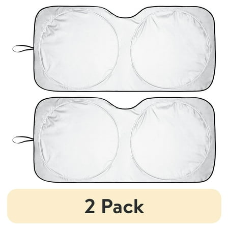 (2 pack) Auto Drive Double Rings Twist Sun Shade Ultimate Protection for Car Windshields1 pack, 63"x29.5"