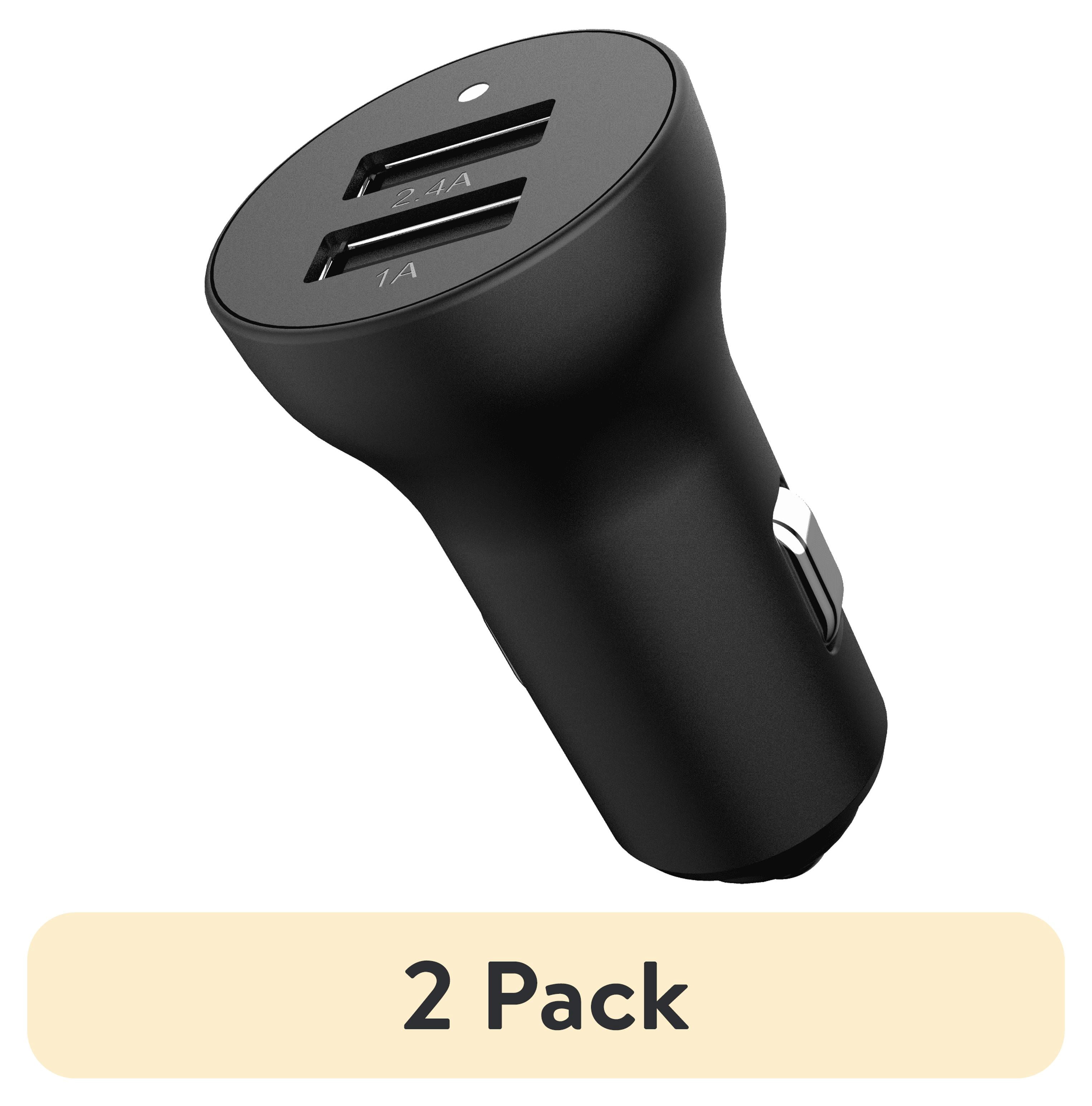 (2 pack) Auto Drive 3.4A Dual USB Ports Car Charger with White LED Indicator,Compatible with Smartphones