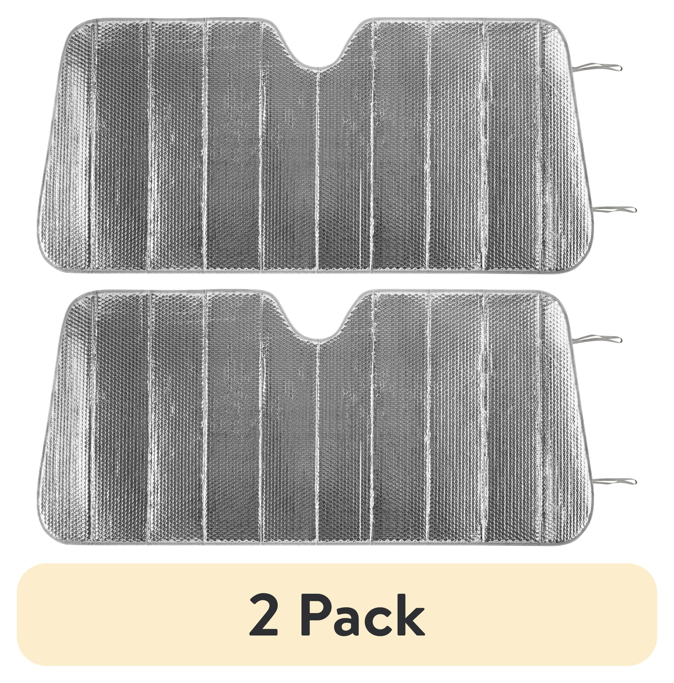 (2 pack) Auto Drive Heavy-Duty Silver Accordion Sunshade 1 pack, 63'' x 28.5''